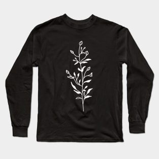 Wildflower Bouquet On Brown Terracotta One Line Art Flowers Long Sleeve T-Shirt